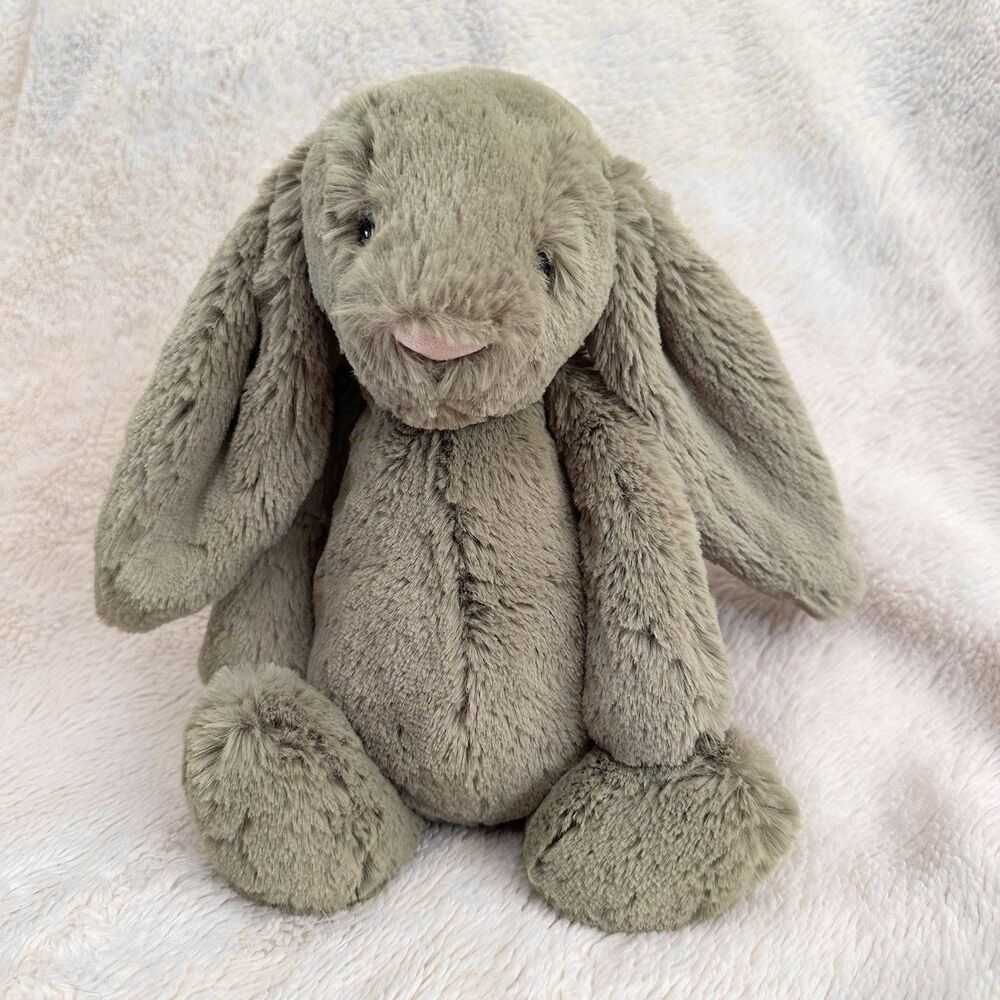 Jellycat London Medium Bashful Fern Green Bunny 12” Stuffed Animal Rabbit